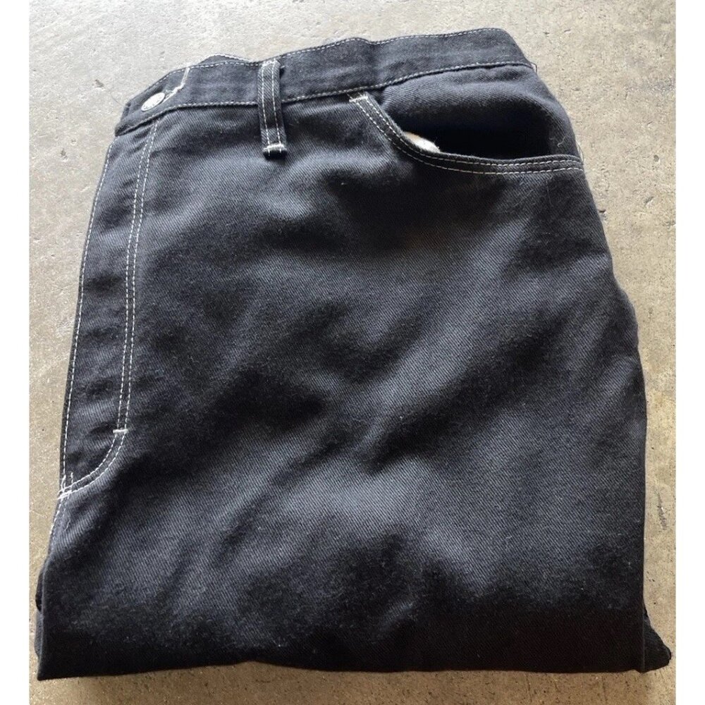 Vintage Maverick Mens Black Embroidered Jeans Mens Sz 42 Made USA Baggy Pants - Picture 16 of 16